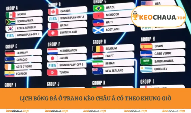 Lịch bóng đá ở trang Kèo Châu Á có theo khung giờ