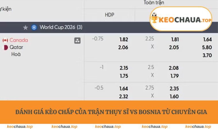 Đánh giá trực quan về kèo Canada vs Qatar