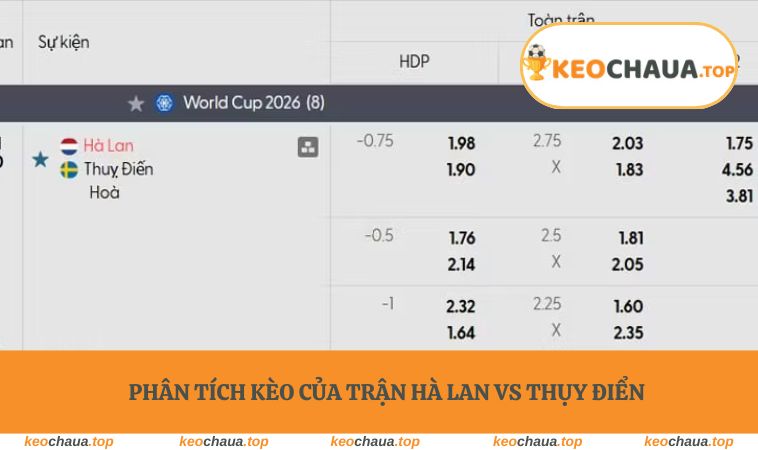 Phân tích kèo của trận Hà Lan vs Thụy Điển