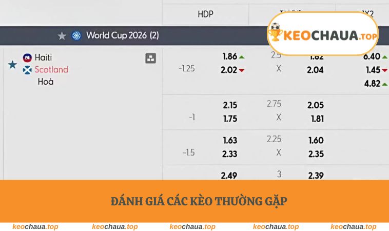 Đánh giá các kèo thường gặp