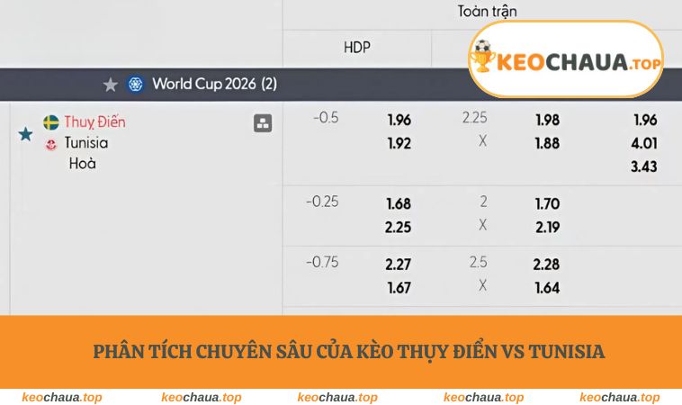 Phân tích chuyên sâu của kèo Thụy Điển vs Tunisia